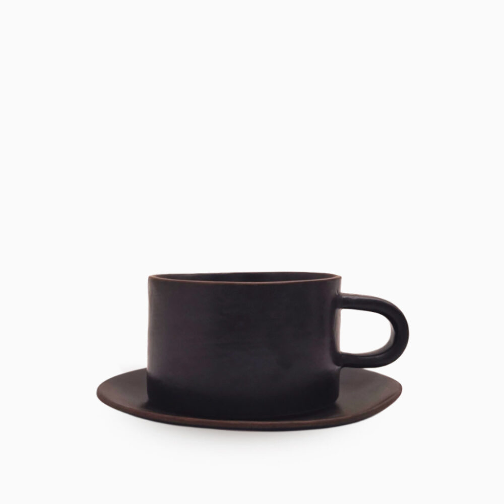 Cappuccino Cup ~12oz with Saucer | Black Shady